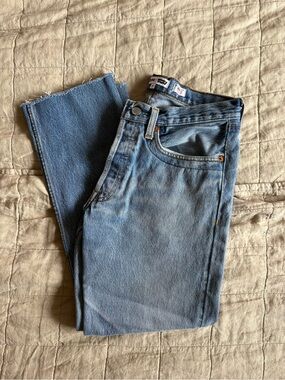 Re/Done Light Blue Cropped Ankle Jeans